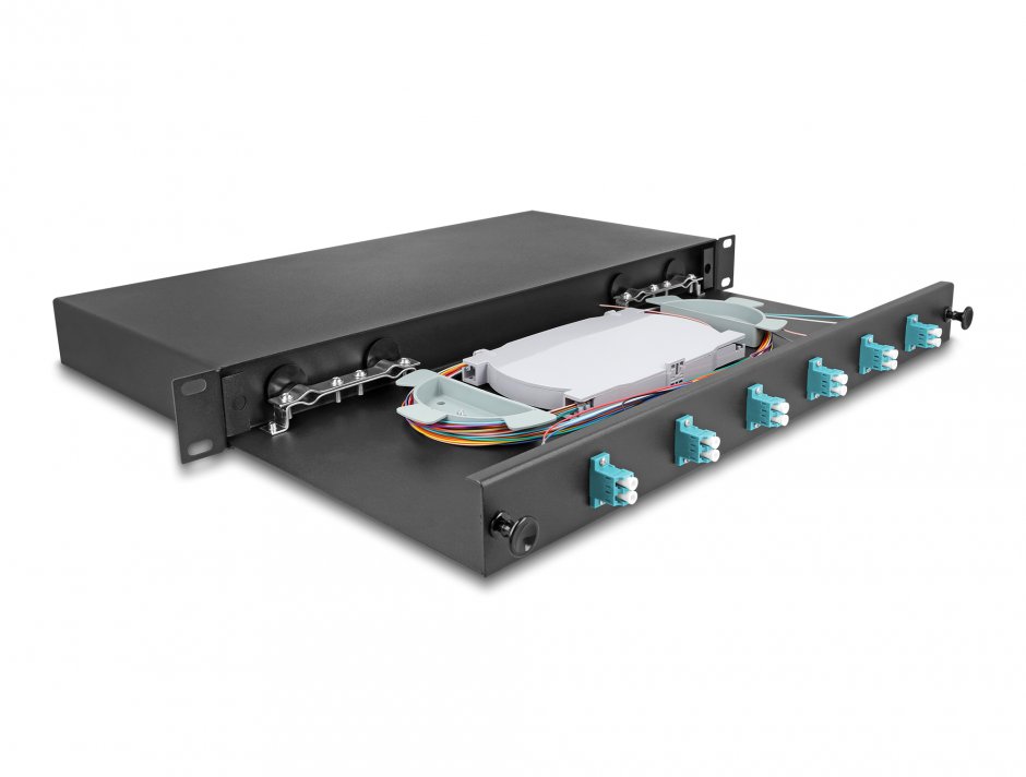Imagine Patch panel 19" fibra optica 6 x LC Duplex OM3 1U, Delock 66998