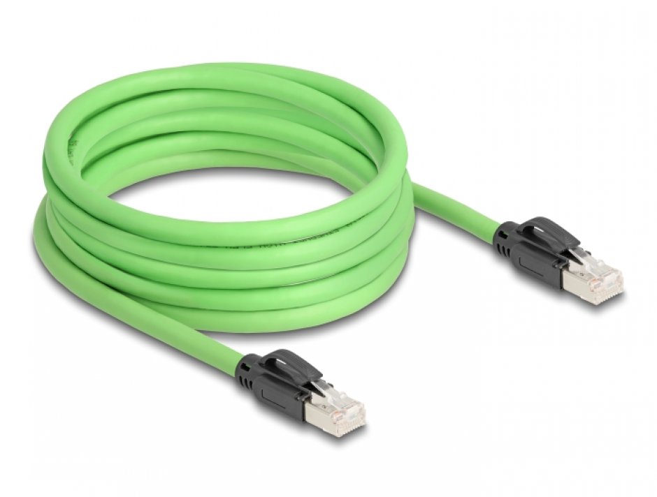 Imagine Cablu de retea RJ45 Cat.6A SFTP TPU 5m Verde pentru medii industriale, Delock 80891