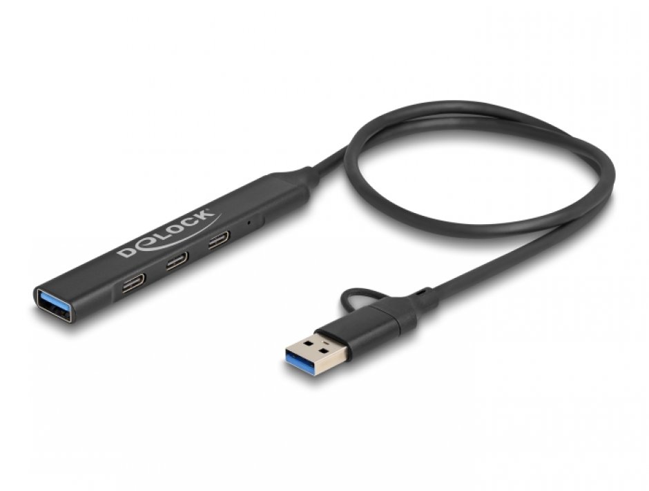 Imagine HUB USB type C/USB-A 3.2 la 3 x USB type C + 1 x USB-A, Delock 64272