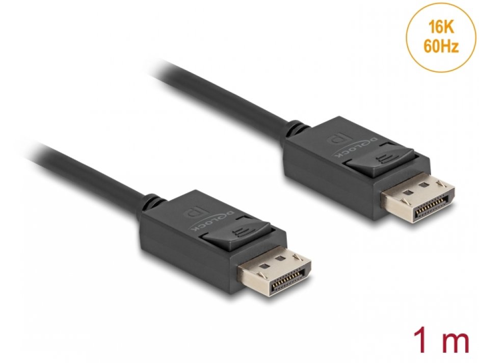 Imagine Cablu Displayport 16K60Hz/8K120Hz/4K240Hz 80Gbps 1m, Delock 81174