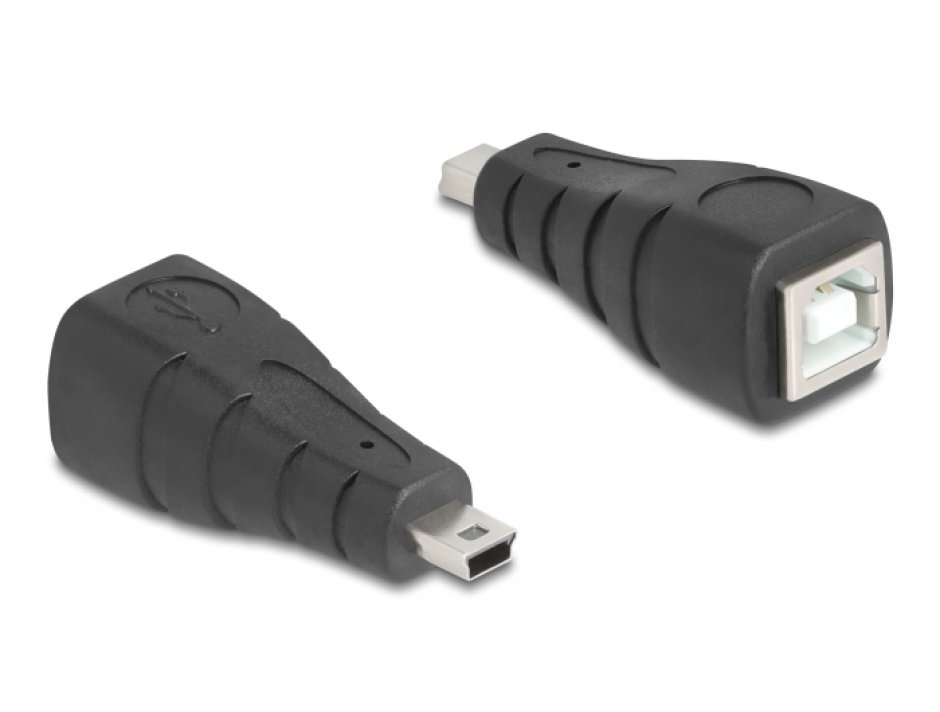 Imagine Adaptor USB-B 2.0 la mini USB-B 5 pini M-T, Delock 67200