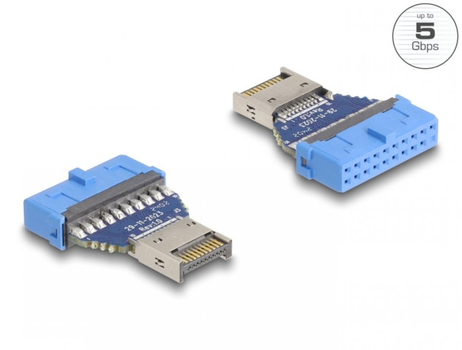 Imagine Adaptor pin header 19 pini USB 3.0 la USB Type E Key A M-T, Delock 67129