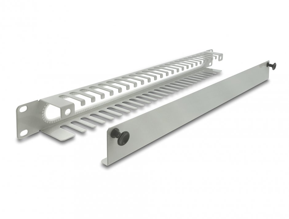 Imagine Panou 19" 1U cu organizare cabluri si protectie la margine Gri, Delock 67278