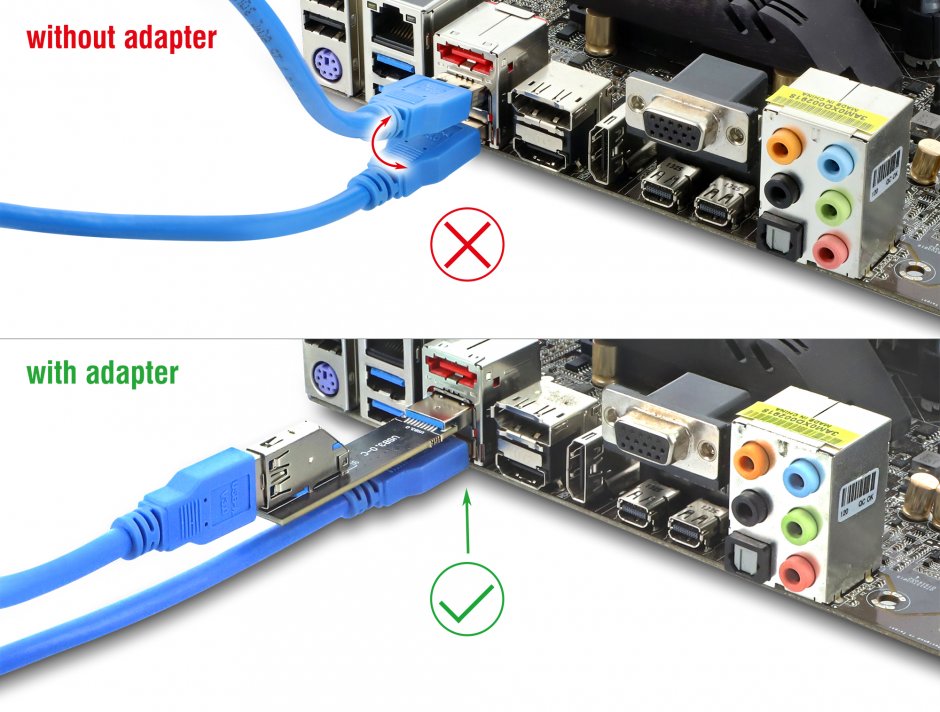 Imagine Extensie USB 10Gbps T-M unghi 90 grade sus, Delock 67421