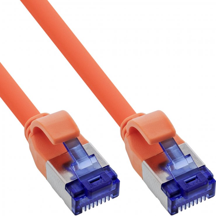 Imagine Cablu de retea slim Cat.6A S/FTP LSOH Orange 0.5m, InLine IL74955O