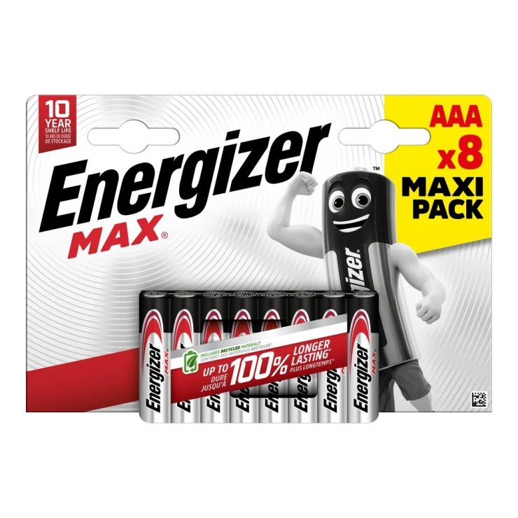 Imagine Set 8 baterii alkaline AAA LR3 MAX, Energizer E301530902