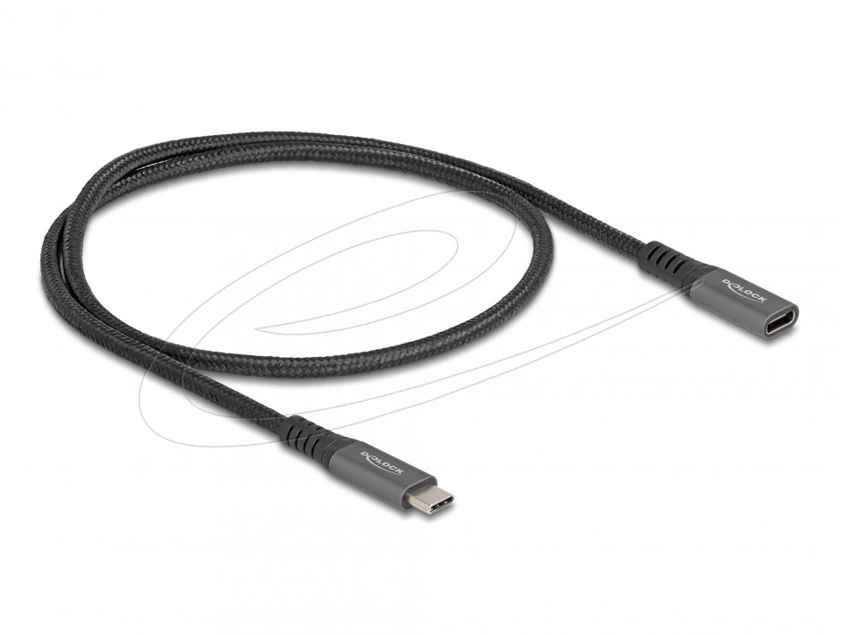 Imagine Cablu prelungitor USB 3.2 type C 10Gb/100W T-M 0.5m brodat, Delock 80021