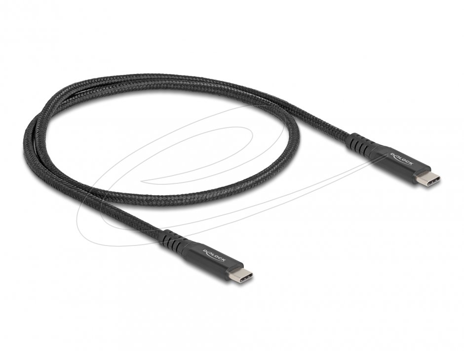 Imagine Cablu USB4 type C 20Gb/100W T-T E-Marker 0.5m brodat Negru, Delock 80023