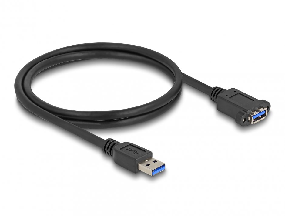 Imagine Cablu prelungitor USB 5 Gbps tip A T-M 1m Negru, Delock 80486