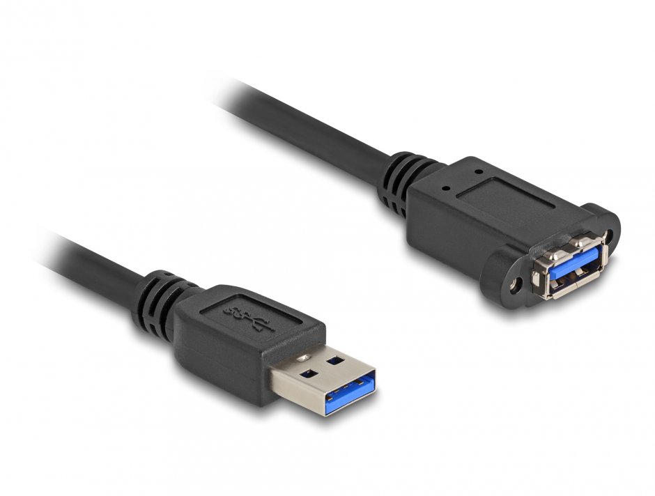 Imagine Cablu prelungitor USB 5 Gbps tip A T-M 1m Negru, Delock 80486