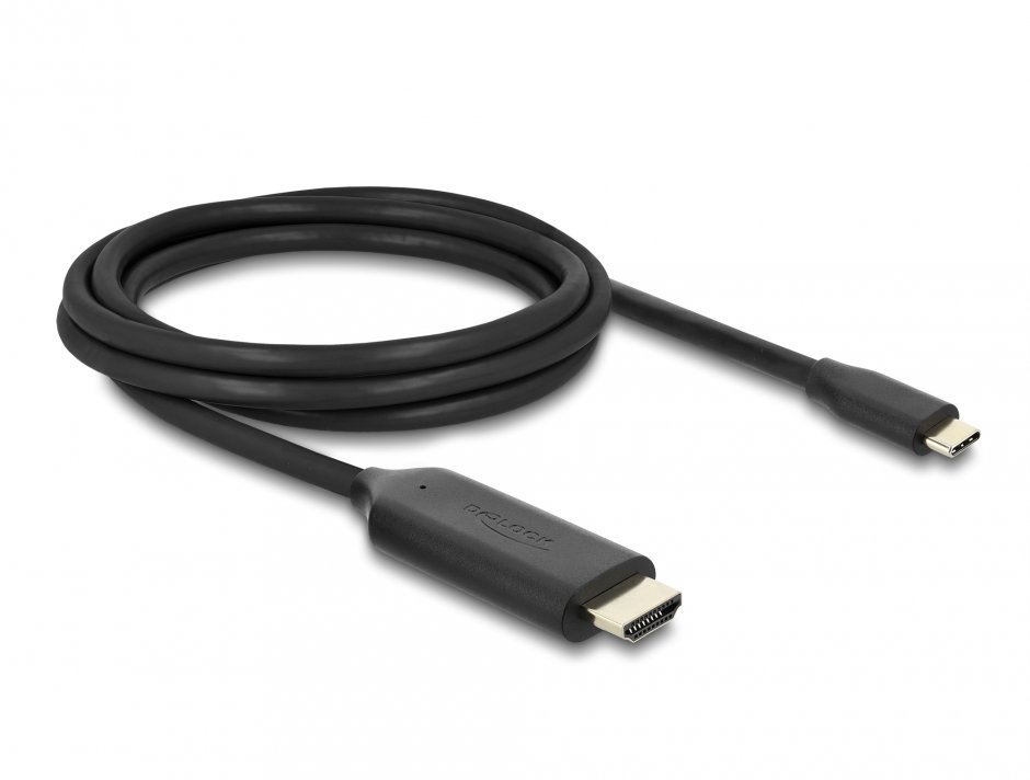 Imagine Cablu USB Type C la HDMI (DP Alt Mode) 8K60Hz cu HDR T-T 2m Negru, Delock 80599