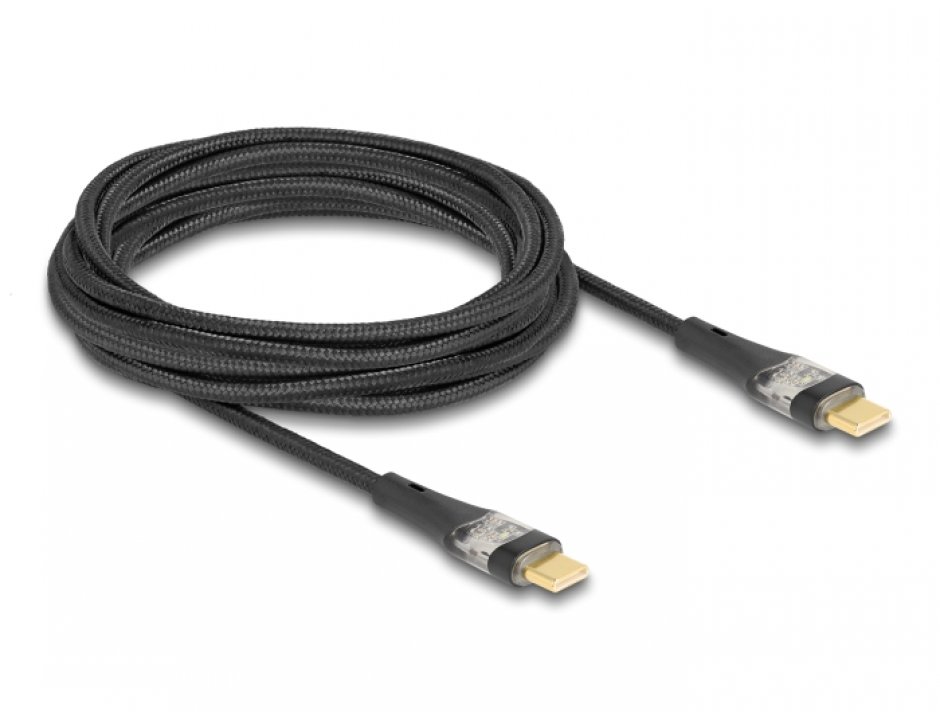 Imagine Cablu USB 2.0 type C PD 3.0 100W E-Marker T-T 3m brodat Negru, Delock 80765