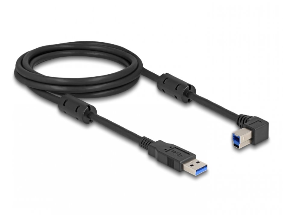 Imagine Cablu USB 3.0-A la USB-B drept/unghi stanga 2m, Delock 81101
