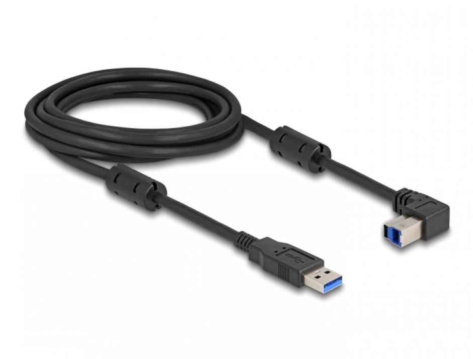 Imagine Cablu USB 3.0-A la USB-B drept/unghi sus 3m, Delock 81106