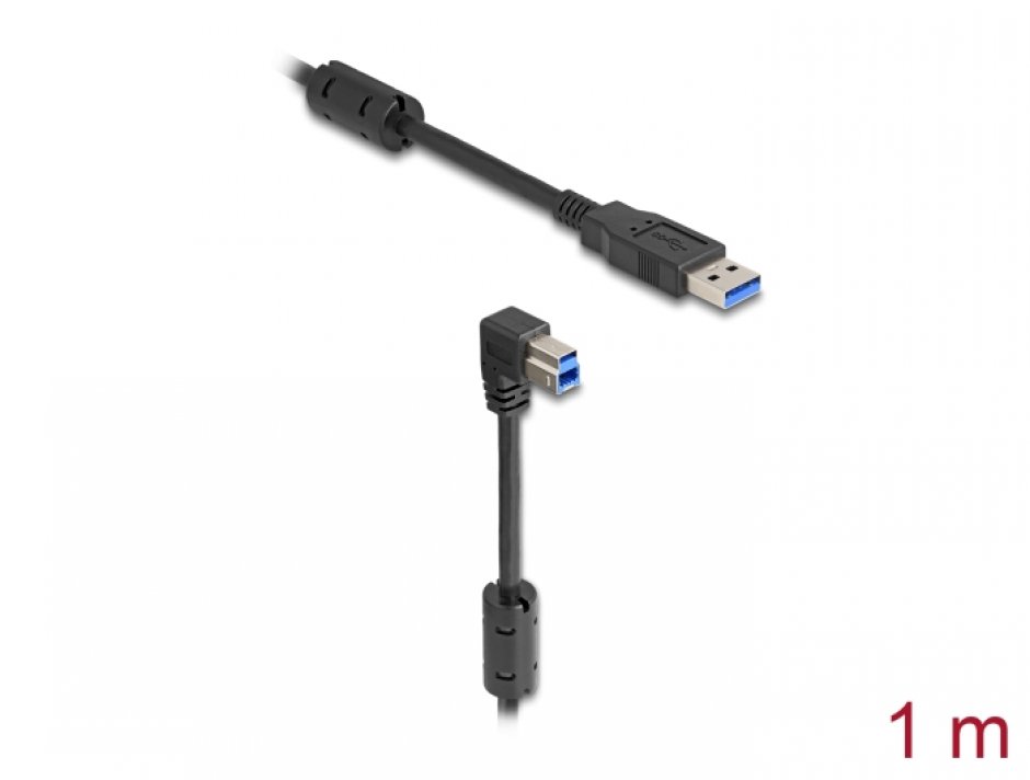 Imagine Cablu USB 3.0-A la USB-B drept/unghi jos 1m, Delock 81112