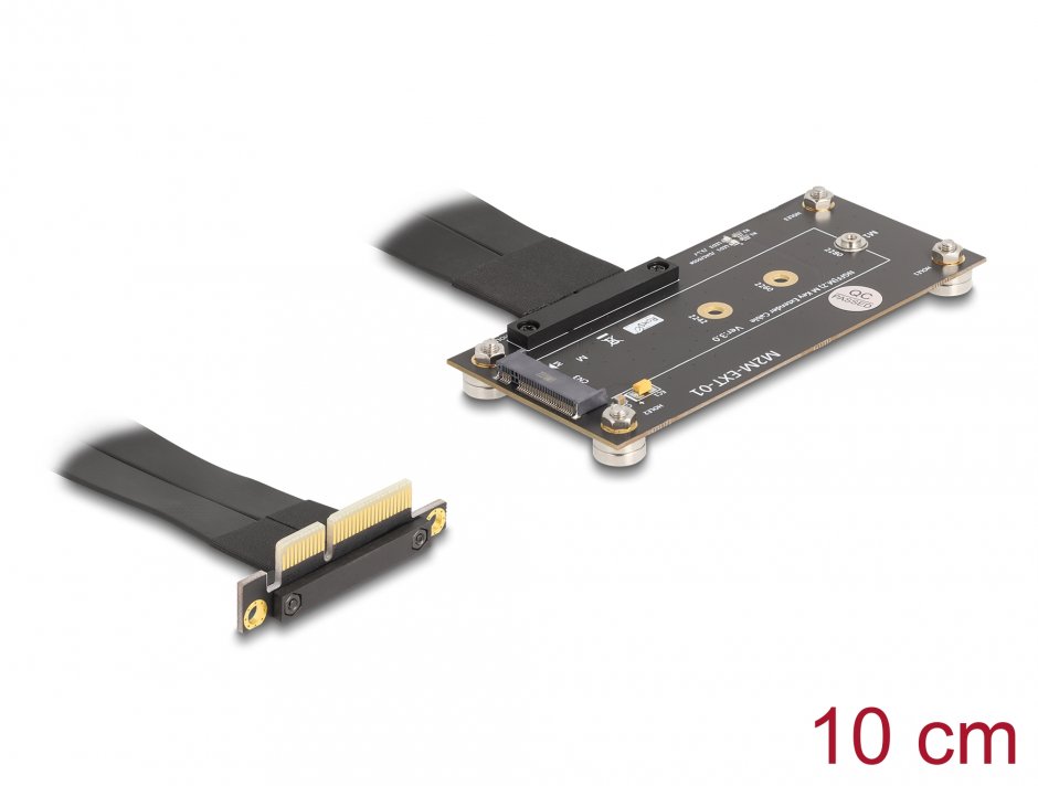 Imagine Adaptor PCIe 3.0 x4 unghi 90 grade la to M.2 Key M + cablu 10cm, Delock 81502