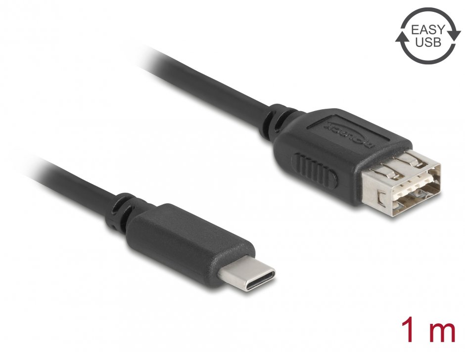 Imagine Cablu USB 2.0 Type C la EASY USB-A T-M 1m, Delock 81536