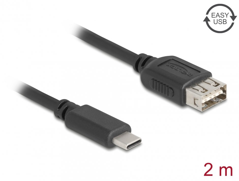Imagine Cablu USB 2.0 Type C la EASY USB-A T-M 2m, Delock 81537