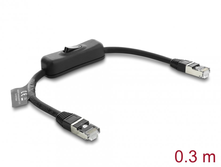 Imagine Cablu de retea RJ45 Cat.6 F/UTP 0.3m cu switch, Delock 81561