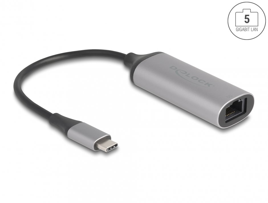 Imagine Adaptor USB Type C la 5 Gigabit LAN, Delock 81570