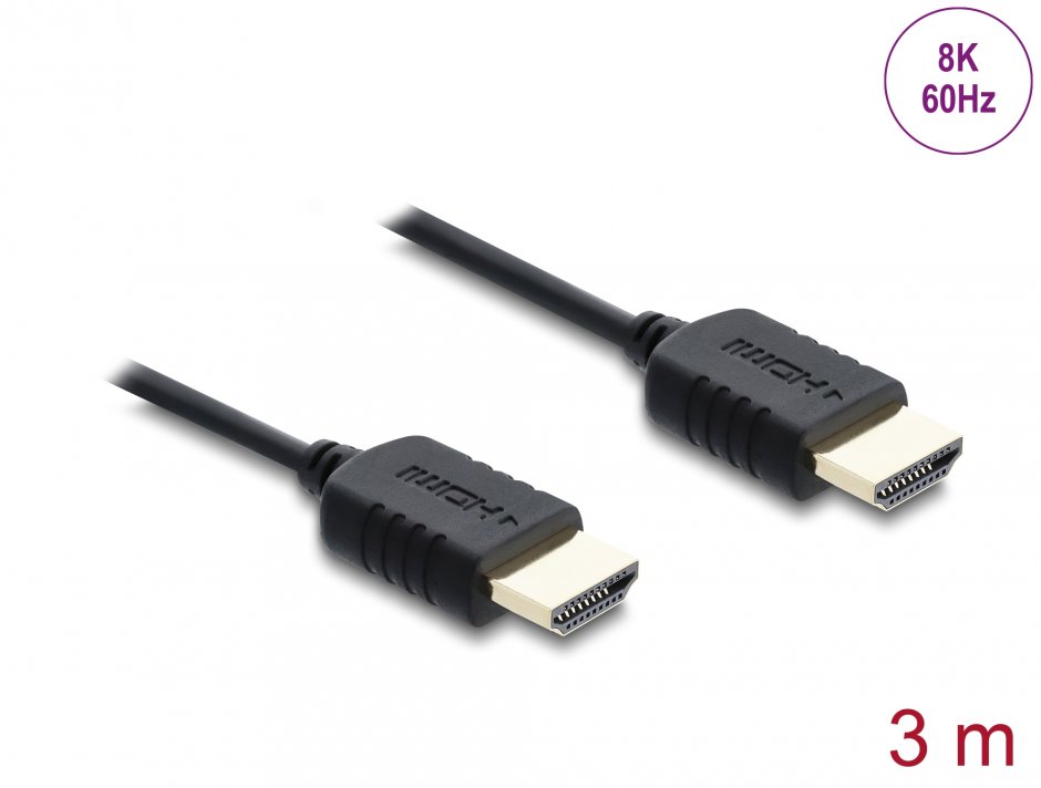 Imagine Cablu Coaxial High Speed HDMI 8K60Hz/4K240Hz 48Gbps 3m Negru, Delock 81683