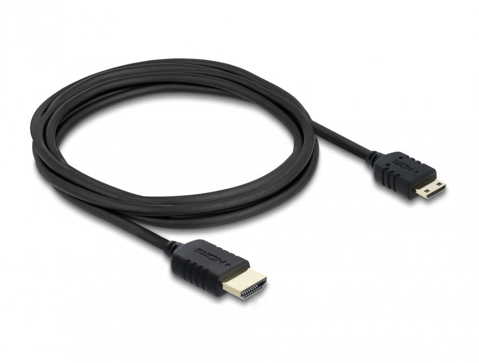 Imagine Cablu Coaxial High Speed HDMI la mini-C HDMI 8K60Hz/4K240Hz 3m Negru, Delock 81686