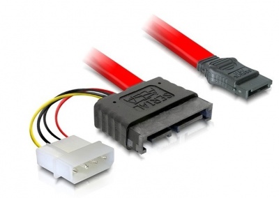 Imagine Cablu SATA Slimline T + alimentare SATA 4 pini, Delock 84376