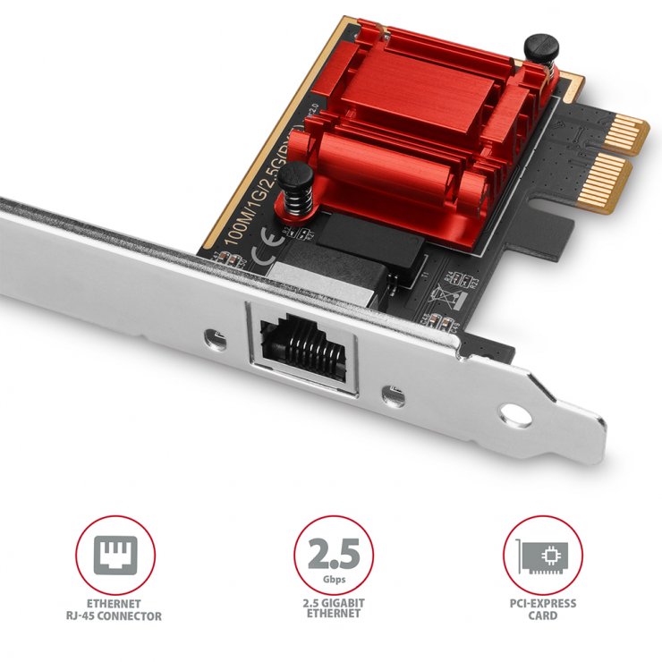 Imagine PCI Express cu 1 x RJ45 2.5GB, Axagon PCEE-G25