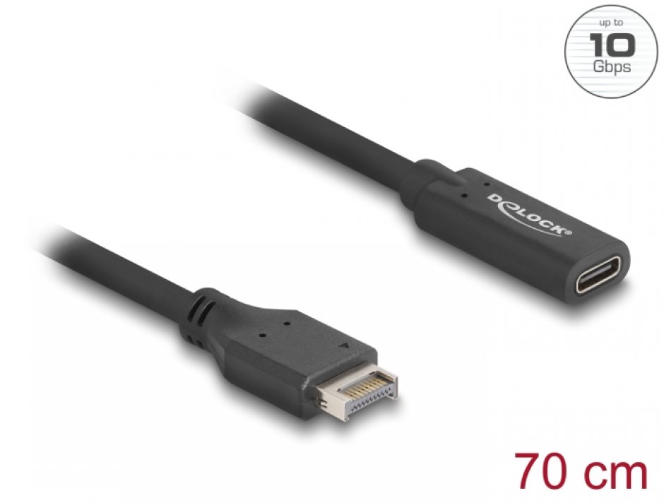 Imagine Cablu USB tip E Key A 20 pini la USB Type C T-M 70cm, Delock 85666