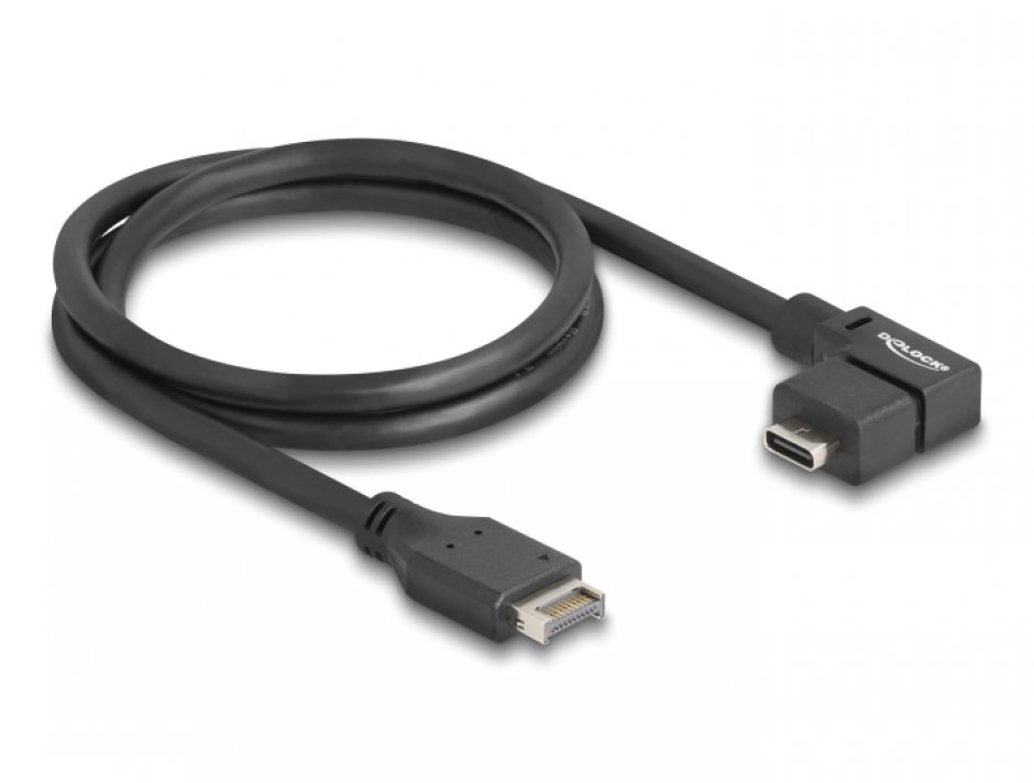 Imagine Cablu USB tip E/Key A 20 pini la USB Type C unghi 90 grade T-M 70cm, Delock 85759