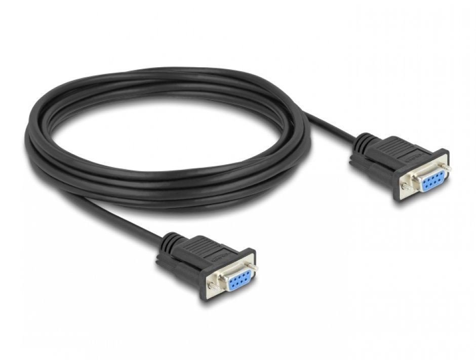 Imagine Cablu serial RS-232 DB9 M-M 5m Negru, Delock 86826