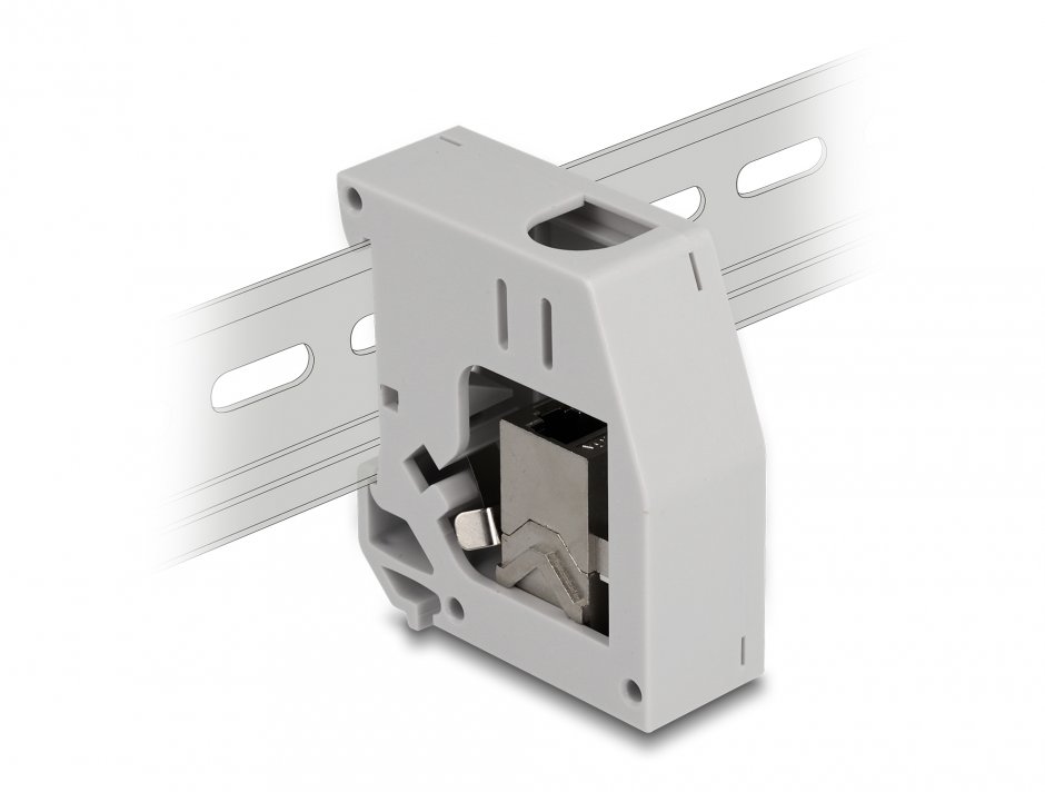 Imagine Adaptor pentru sina DIN cu modul Keystone RJ45 Cat.6A M-M, Delock 86959