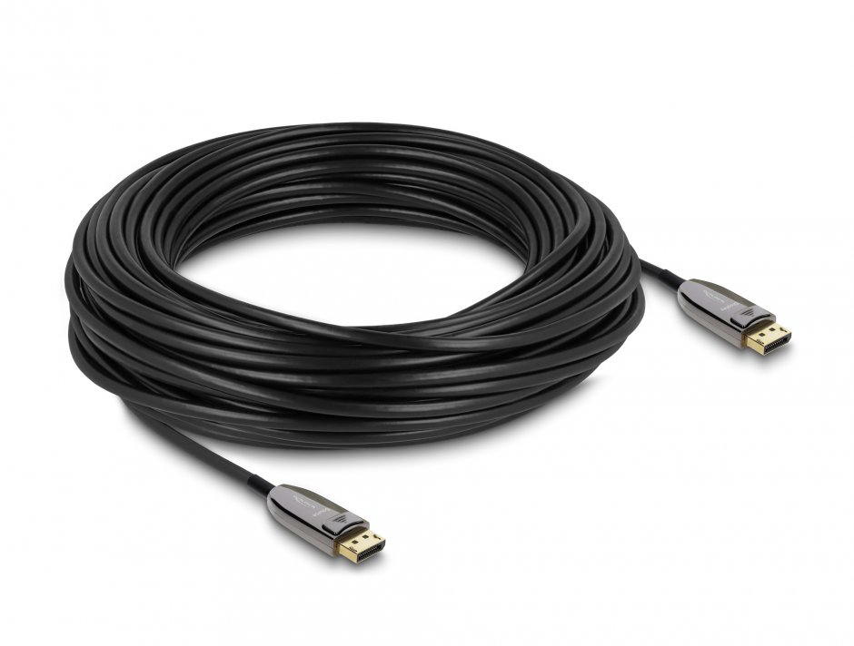 Imagine Cablu activ optic DisplayPort 8K60Hz/4K240Hz 40Gbps cu HDR T-T 25m, Delock 87118