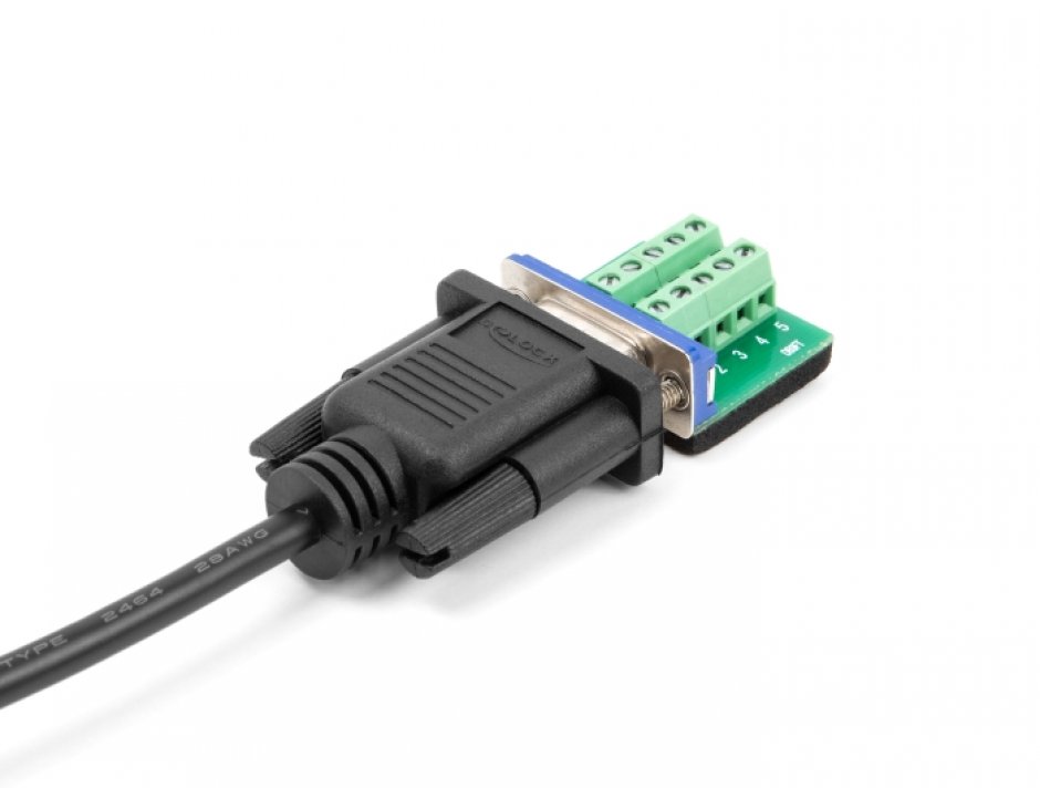 Imagine Cablu serial RS-232 DB9 T-T 0.5m Negru, Delock 87839