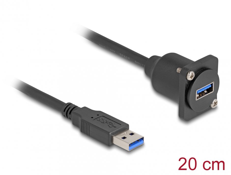 Imagine Cablu prelungitor USB 3.0-A T-M D-type 0.2m, Delock 87967