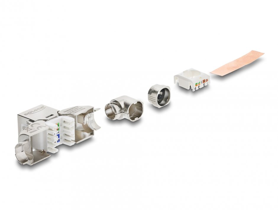 Imagine Keystone RJ45 la LSA Cat.6A tool-free unghi 90 grade ecranat, Delock 90800