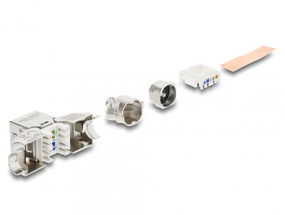 Imagine Keystone RJ45 la LSA Cat.6A tool-free unghi 45 grade ecranat, Delock 90801