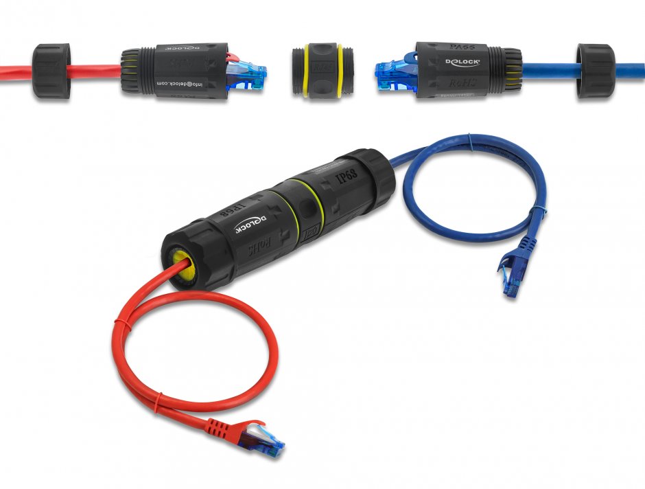 Imagine Cupla de retea RJ45 Cat.7 exterior IP68 waterproof, Delock 90816