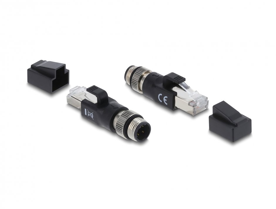 Imagine Adaptor M12 X-coded 4 pini la RJ45 T-T, Delock 90831