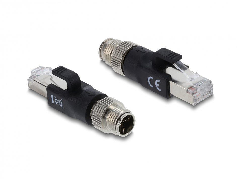 Imagine Adaptor M12 X-coded 8 pini la RJ45 T-T, Delock 90833