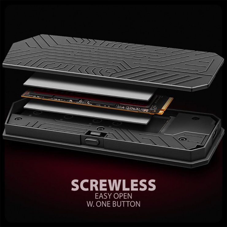 Imagine Rack extern USB type C 10 Gbps la M.2 NVMe & SATA SSD cu RGB, Axagon EEM2-GAM