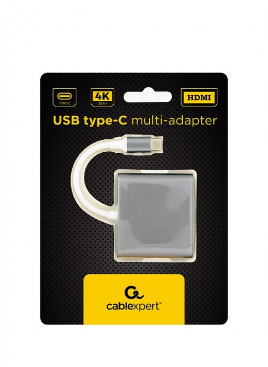 Imagine Adaptor USB type C la HDMI + USB-A + alimentare USB type C, Gembird A-CM-HDMIF-02-SG