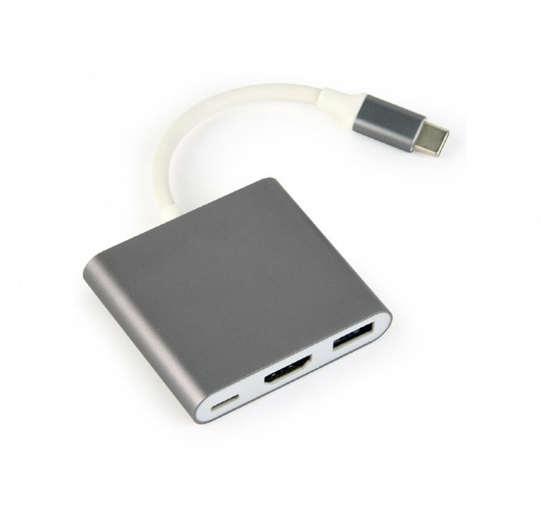 Imagine Adaptor USB type C la HDMI + USB-A + alimentare USB type C, Gembird A-CM-HDMIF-02-SG
