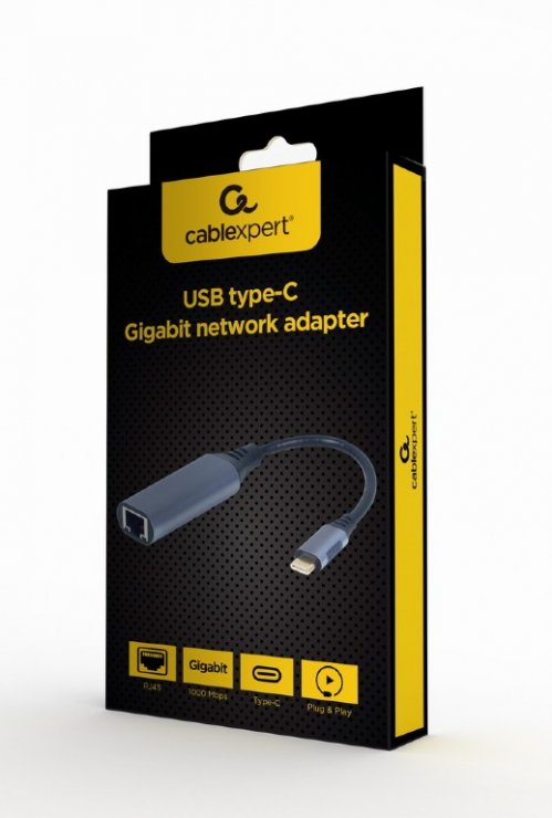 Imagine Adaptor USB 3.1 type C la RJ45 Gigabit LAN, Gembird A-USB3AC-LAN-01