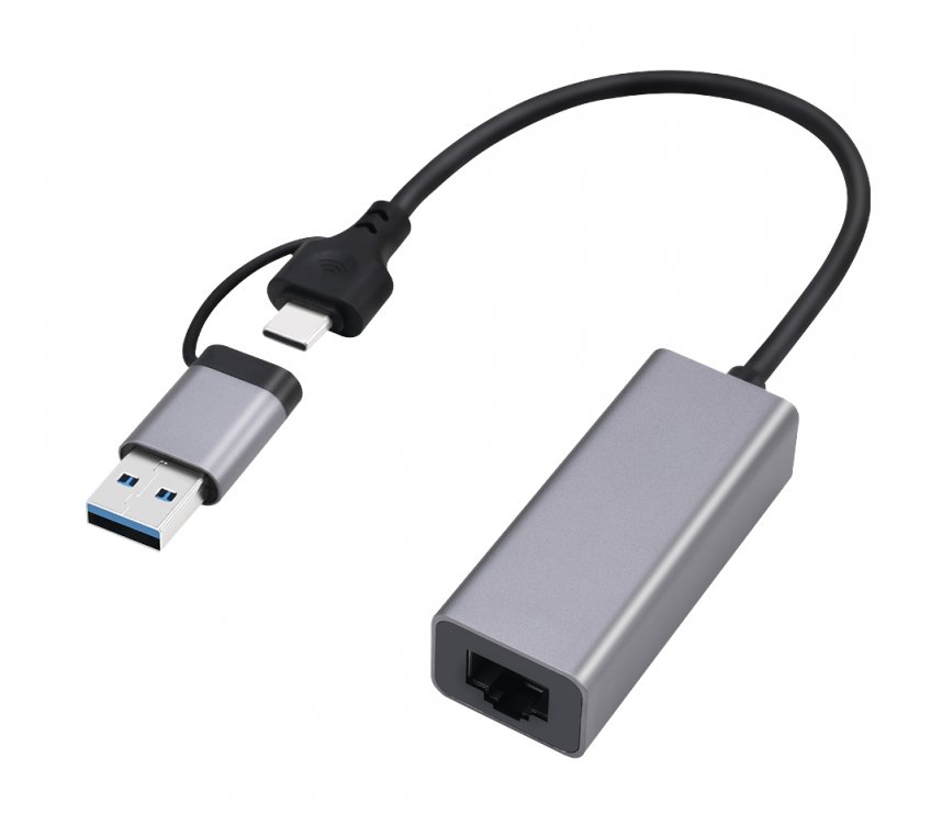 Imagine Adaptor USB 3.1 type C + adaptor USB-A la RJ45 Gigabit LAN, Gembird A-USB3AC-LAN-01