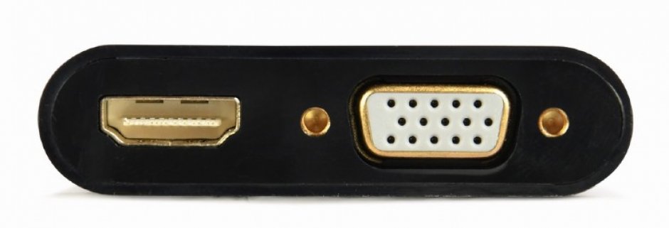 Imagine Adaptor VGA la HDMI Full HD + VGA T-M 15cm, Gembird A-VGA-HDMI-02