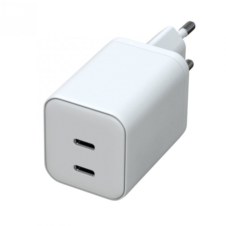 Imagine Incarcator priza 2 x USB type C PD GaN 45W, Akyga AK-CH-29