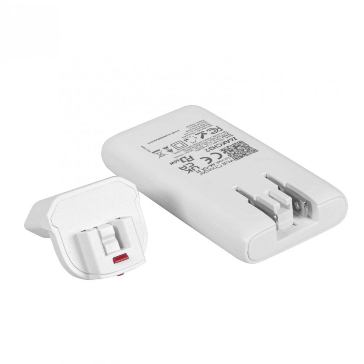 Imagine Incarcator priza flat 2 x USB type C PD GaN 65W, Akyga AK-CH-32