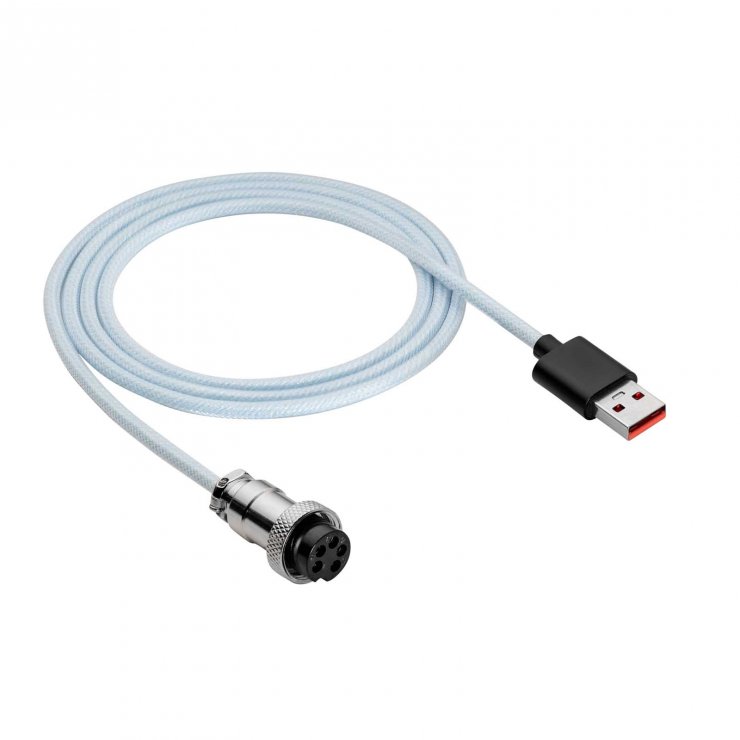 Imagine Cablu spiralat USB-A la USB type C GX16 T-T tip Aviator 3m Alb, Akyga AK-USB-48