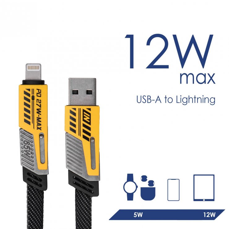 Imagine Cablu 4 in 1 USB-A + USB type C la USB type C + Lightning 65W brodat 1m, Akyga AK-USB-57